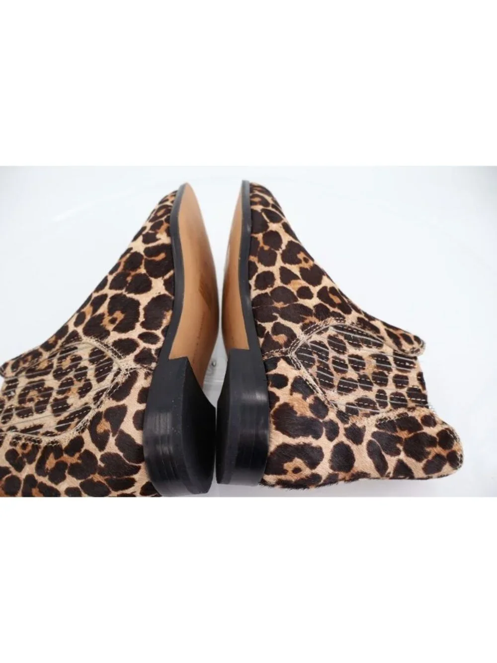 Rebecca Minkoff Booties Womens Size 6 Calf Hair Leopard Ankle Boot Pointed Toe